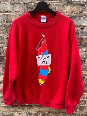 Vintage Christmas Holiday Crewneck Sweatshirt Stuff It! Red Size Large